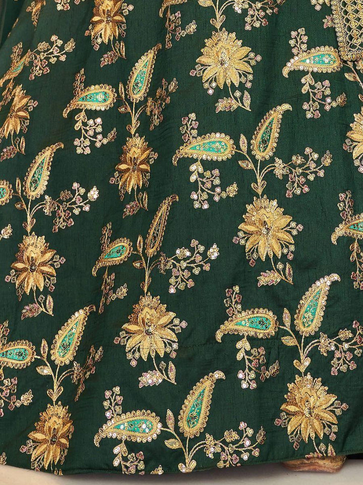 Stunning Green Embroidered Art Silk Wedding Wear Lehenga Choli