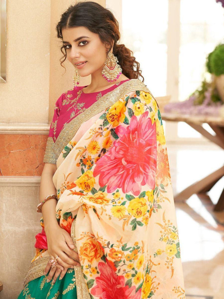 Green Sequins Art Silk Wedding Wear Lehenga Choli