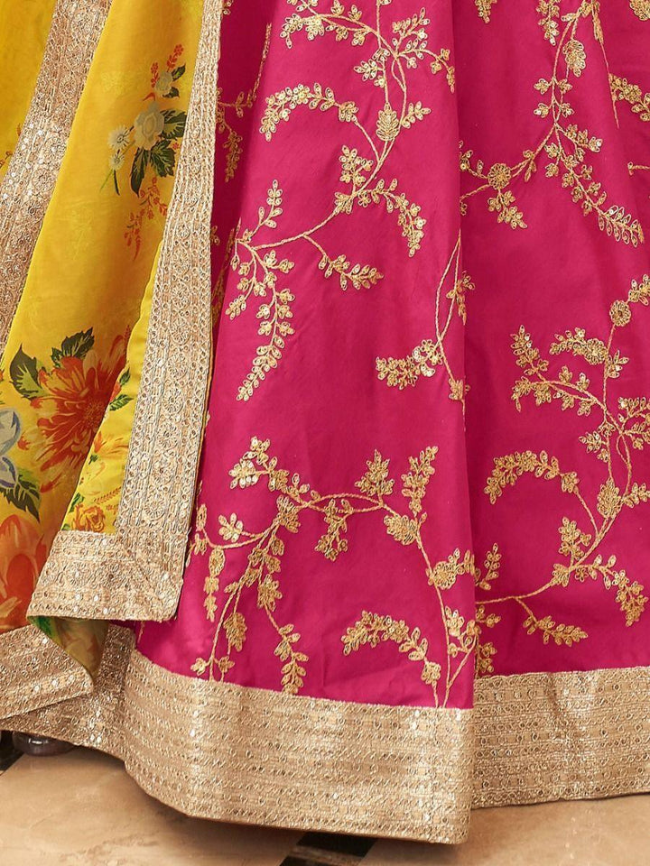 Mesmerizing Pink Sequins Art Silk Reception Wear Lehenga Choli