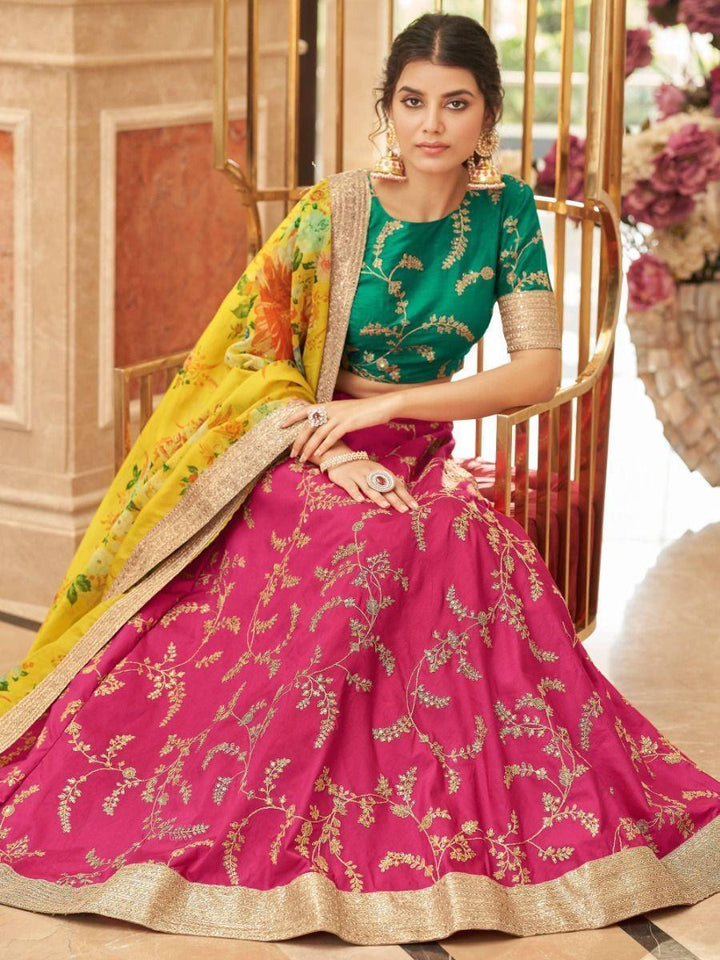 Mesmerizing Pink Sequins Art Silk Reception Wear Lehenga Choli