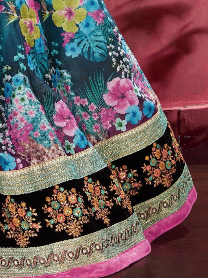 Floral Print Banglori Silk Wedding Wear Lehenga Choli