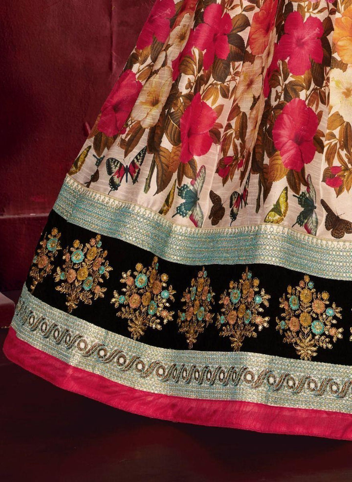 Floral Print Banglori Silk Reception Wear Lehenga Choli