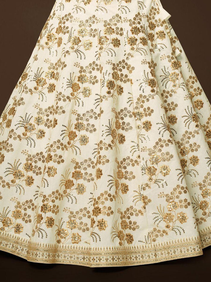White Sequins Slub Silk Engagement Wear Lehenga Choli