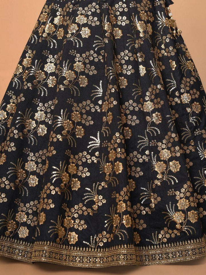 Black Sequins Silk Reception Wear Lehenga Choli With Blouse