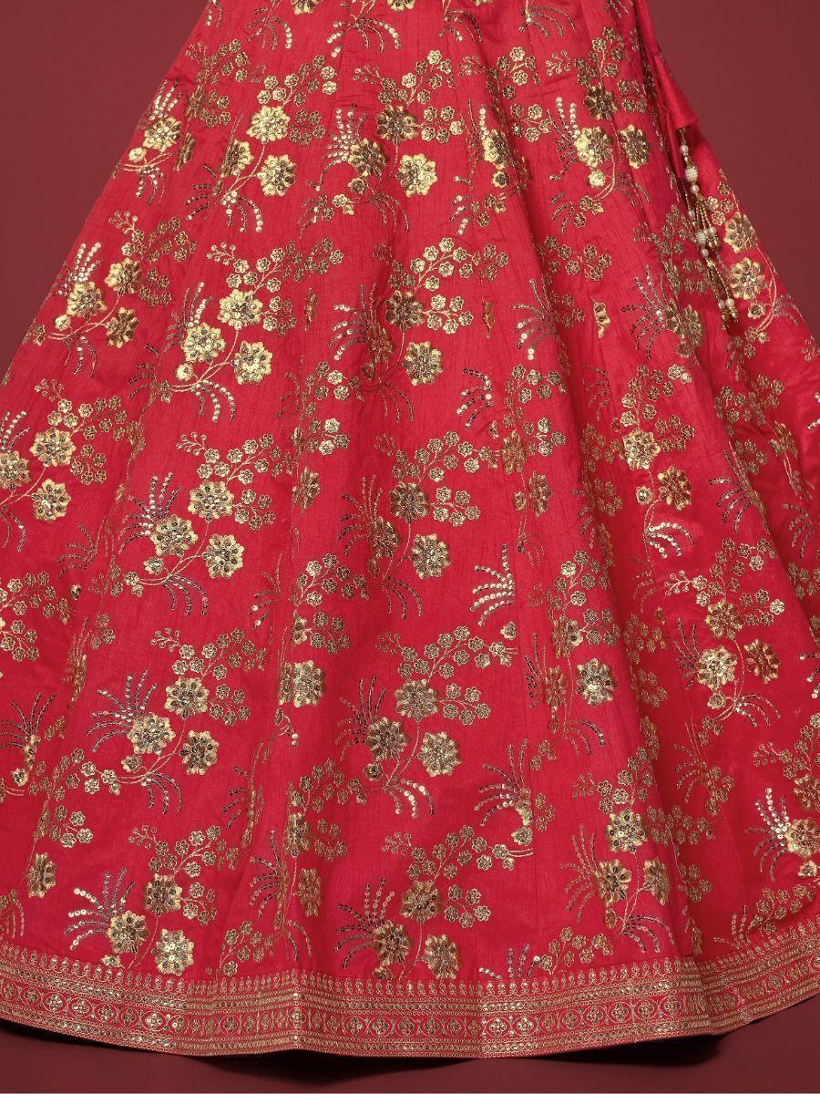 Red Embroidered Silk Traditional Lehenga Choli With Blouse