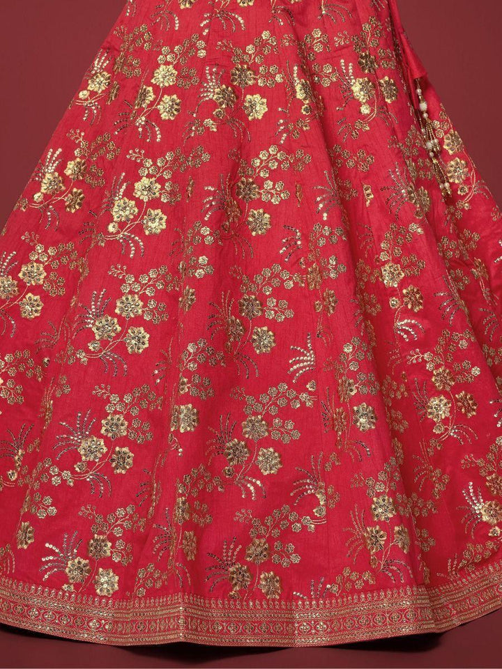 Red Embroidered Silk Traditional Lehenga Choli With Blouse