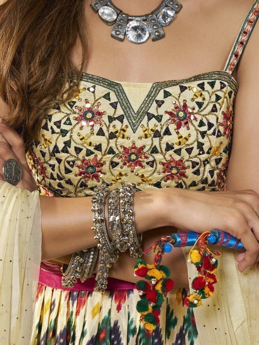 Navy Blue Patola Print Silk Wedding Wear Lehenga Choli