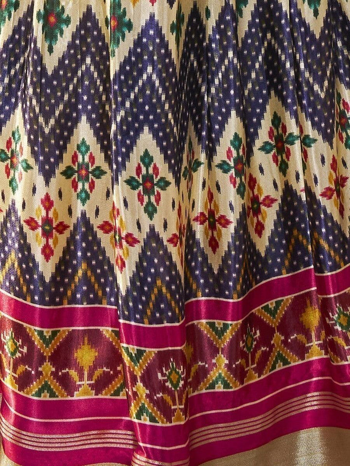 Navy Blue Patola Print Silk Wedding Wear Lehenga Choli