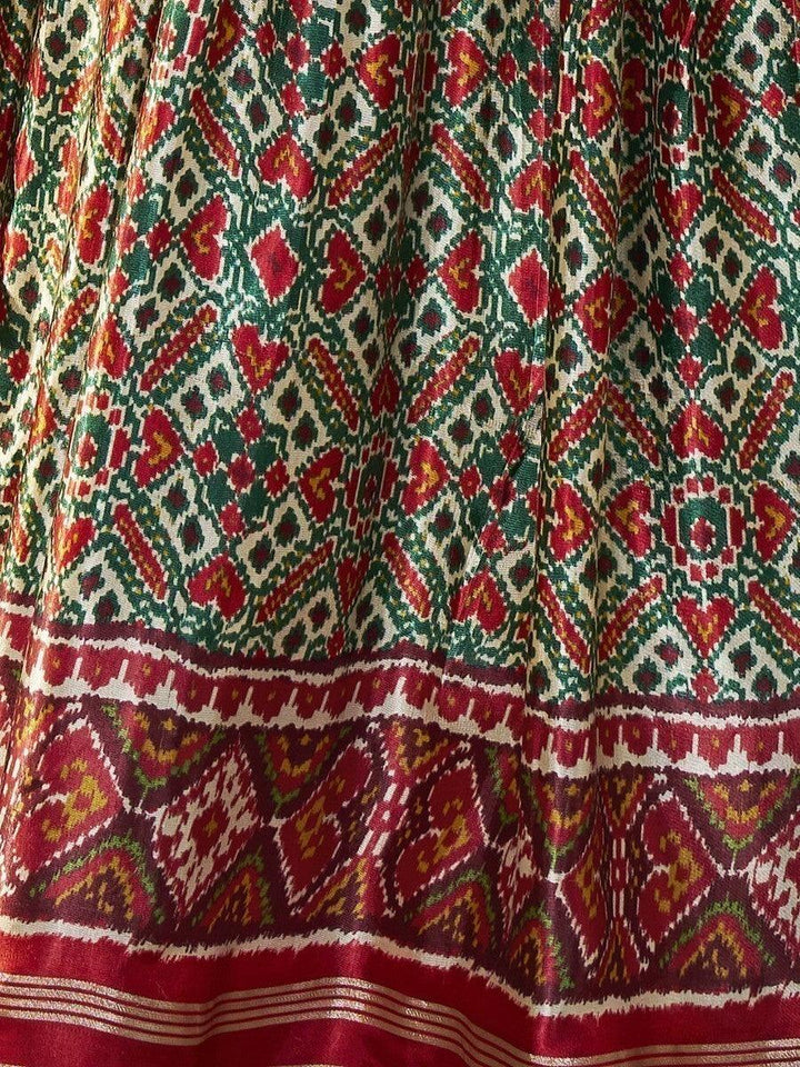 Awesome Green Patola Silk Sangeet Wear Lehenga With Embroidered Choli