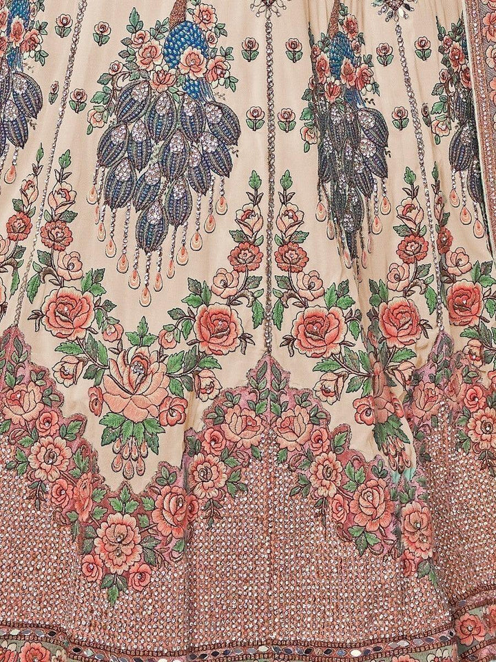 Off-White Embroidered Georgette Lehenga Choli With Dupatta