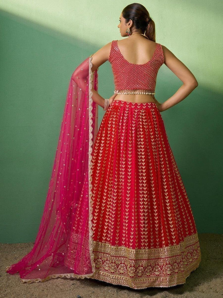 Wonderful Red Sequins Georgette Wedding Wear Lehenga Choli