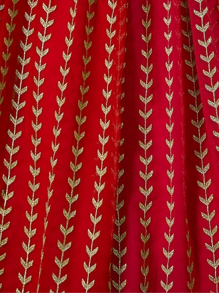 Red Sequins Georgette Wedding Wear Lehenga Choli