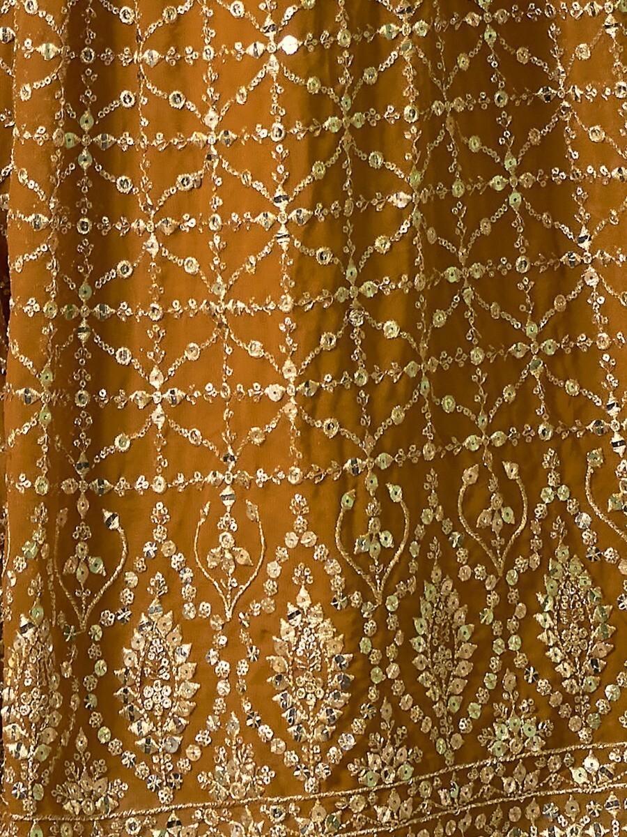 Mustard Yellow Sequins Georgette Lehenga Choli With Dupatta