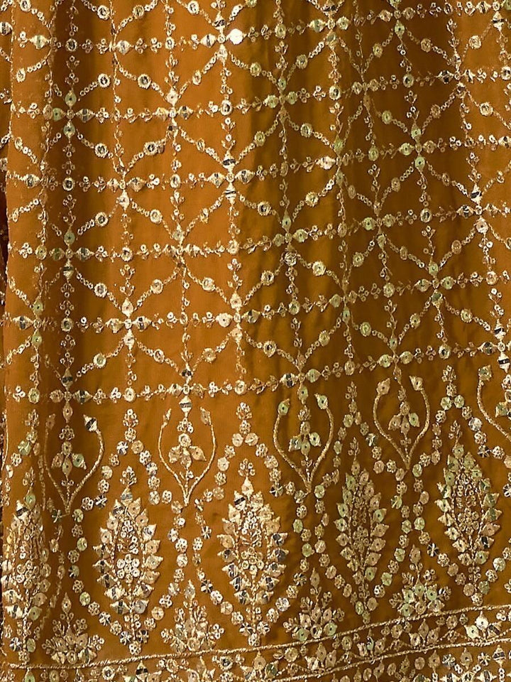 Mustard Yellow Sequins Georgette Lehenga Choli With Dupatta