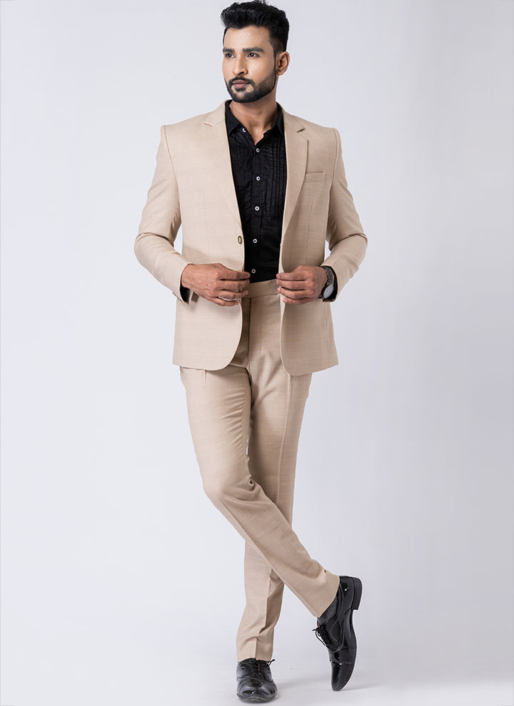Polyster Tr Beige Party Wear Formal Blazer With Trouser