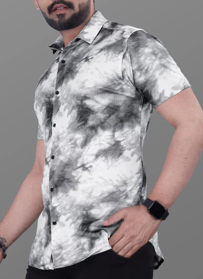 Cotton Lycra Black Casual Wear Printed Mens Shirt