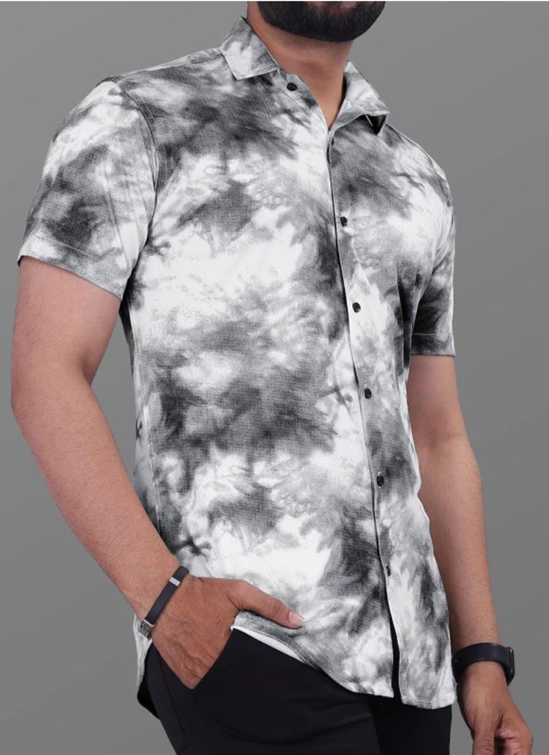 Cotton Lycra Black Casual Wear Printed Mens Shirt