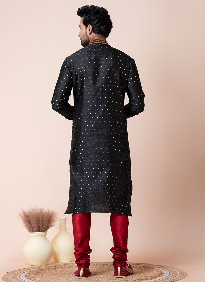 Mulberry Black Festival Wear Printed Readymade Kurta Pajama