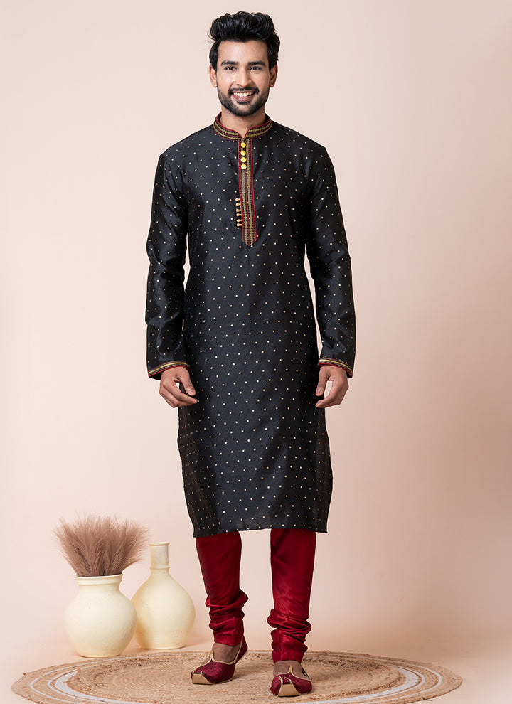 Mulberry Black Festival Wear Printed Readymade Kurta Pajama