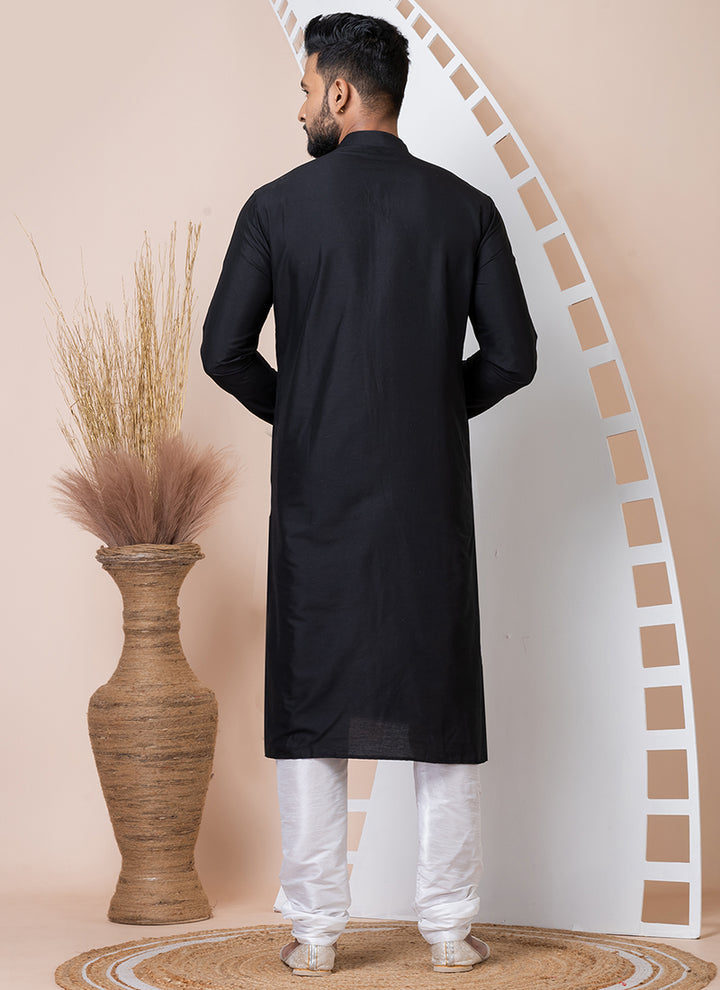 Ps Viscose Black Festival Wear Embroidery Work Readymade Kurta Pajama