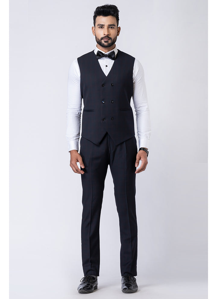 Polyster Mix Black Ceremonial Wear Stylish Tuxedo Suit