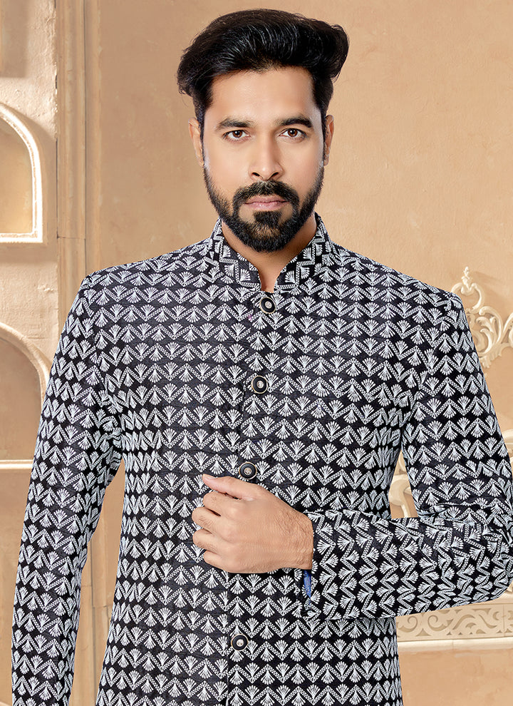 Blue Silk Festival Wear Embroidery Work Kurta Pajama