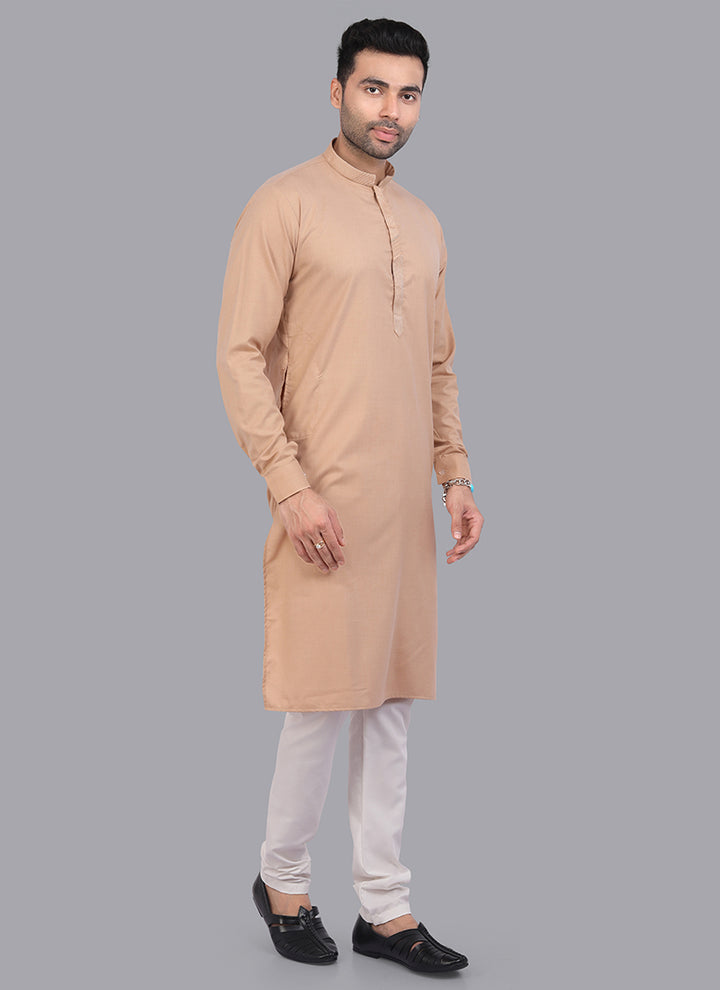 Brown Art Silk Party Wear Thread Work Readymade Mens Kurta Pajama