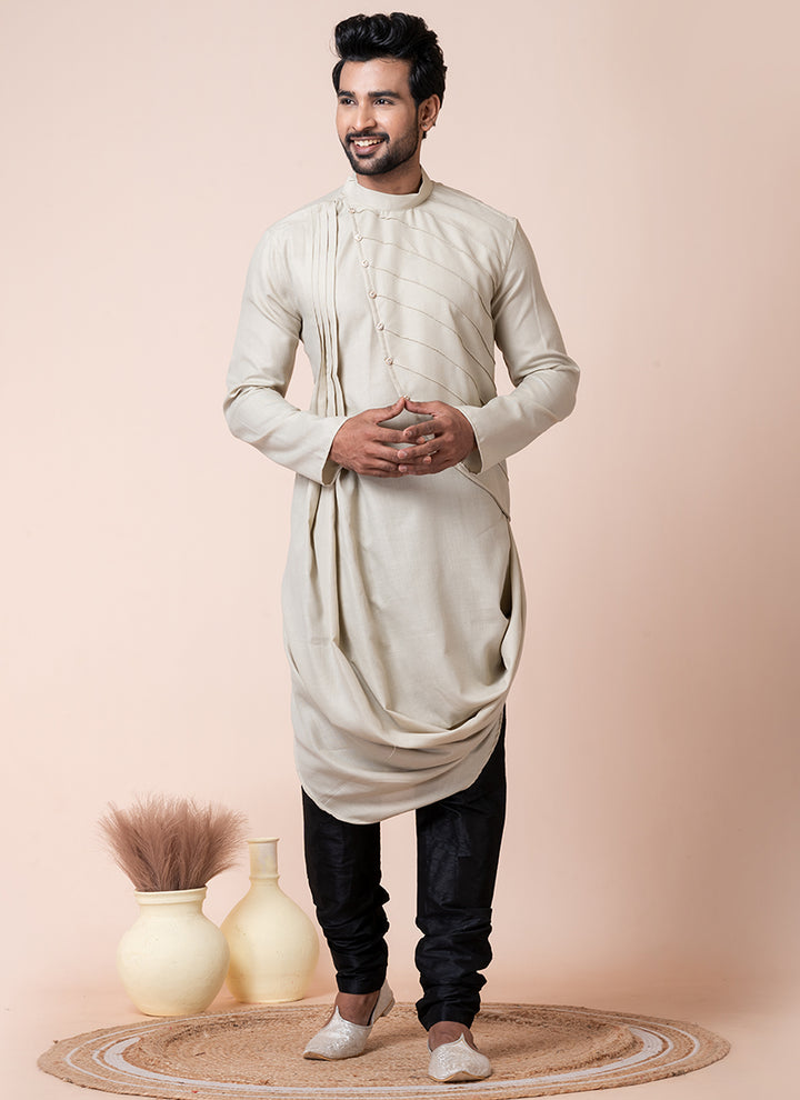 Cotton Cream Festival Wear Printed Readymade Kurta Pajama