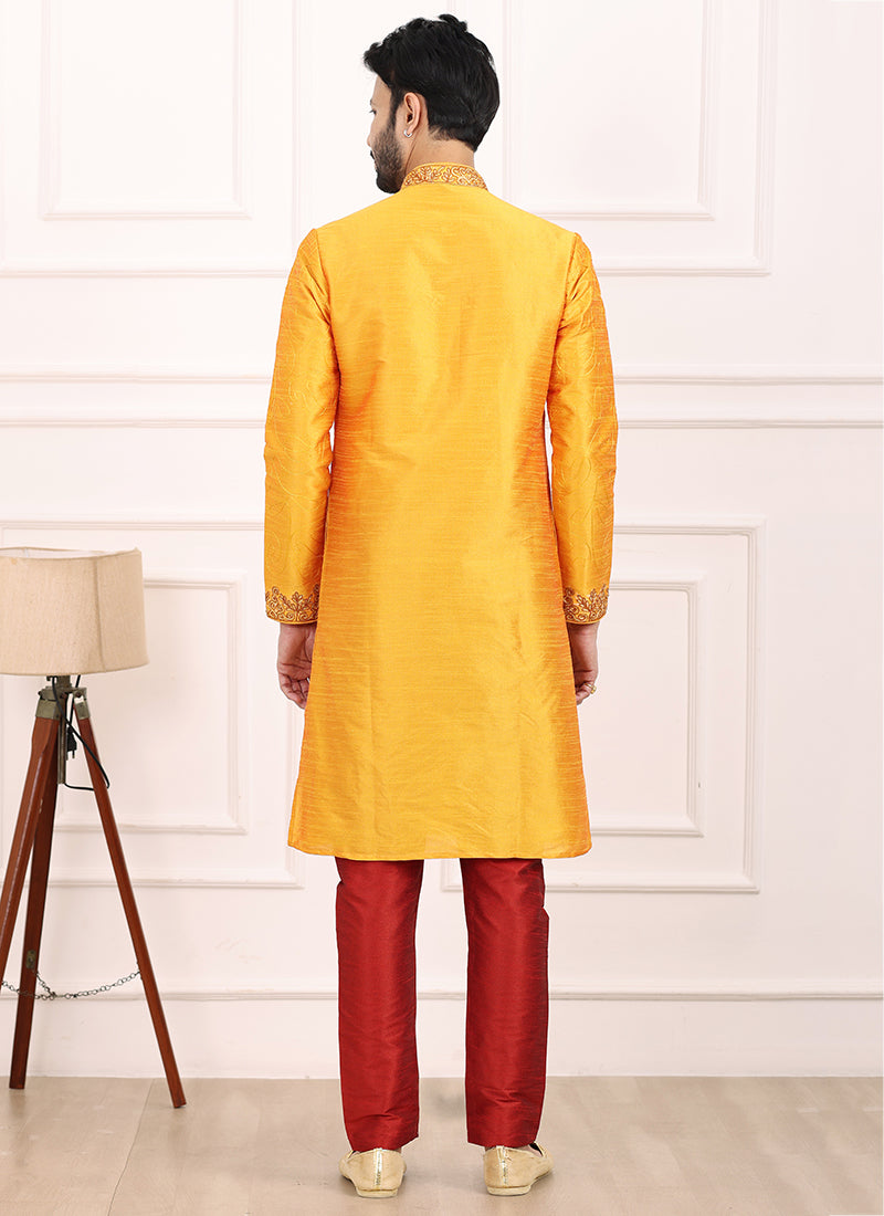 Fire Art Banarasi Silk Festival Wear Thread Work Kurta Pajama