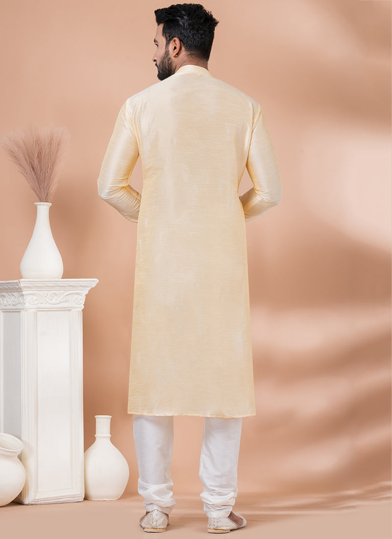 Banarasi Dhupion Silk Cotton Gold Festival Wear Weaving Kurta Pajama