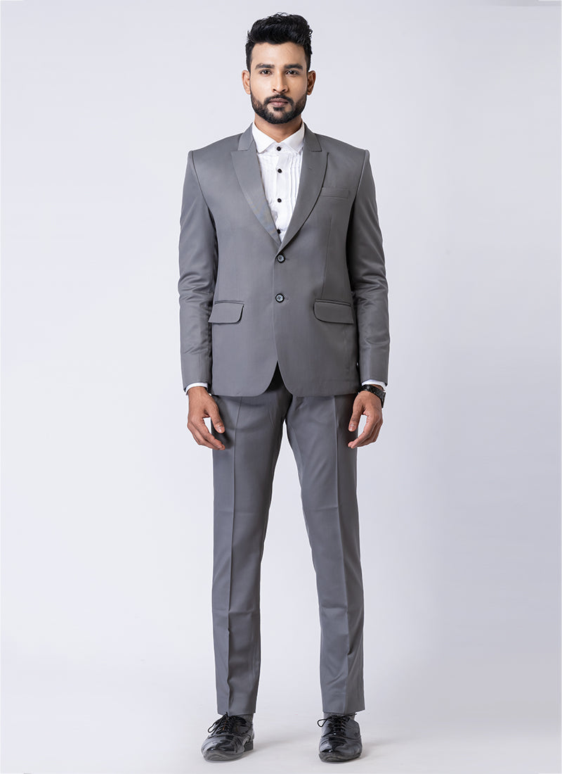 Polyster Tr Grey Party Wear Formal Blazer With Trouser