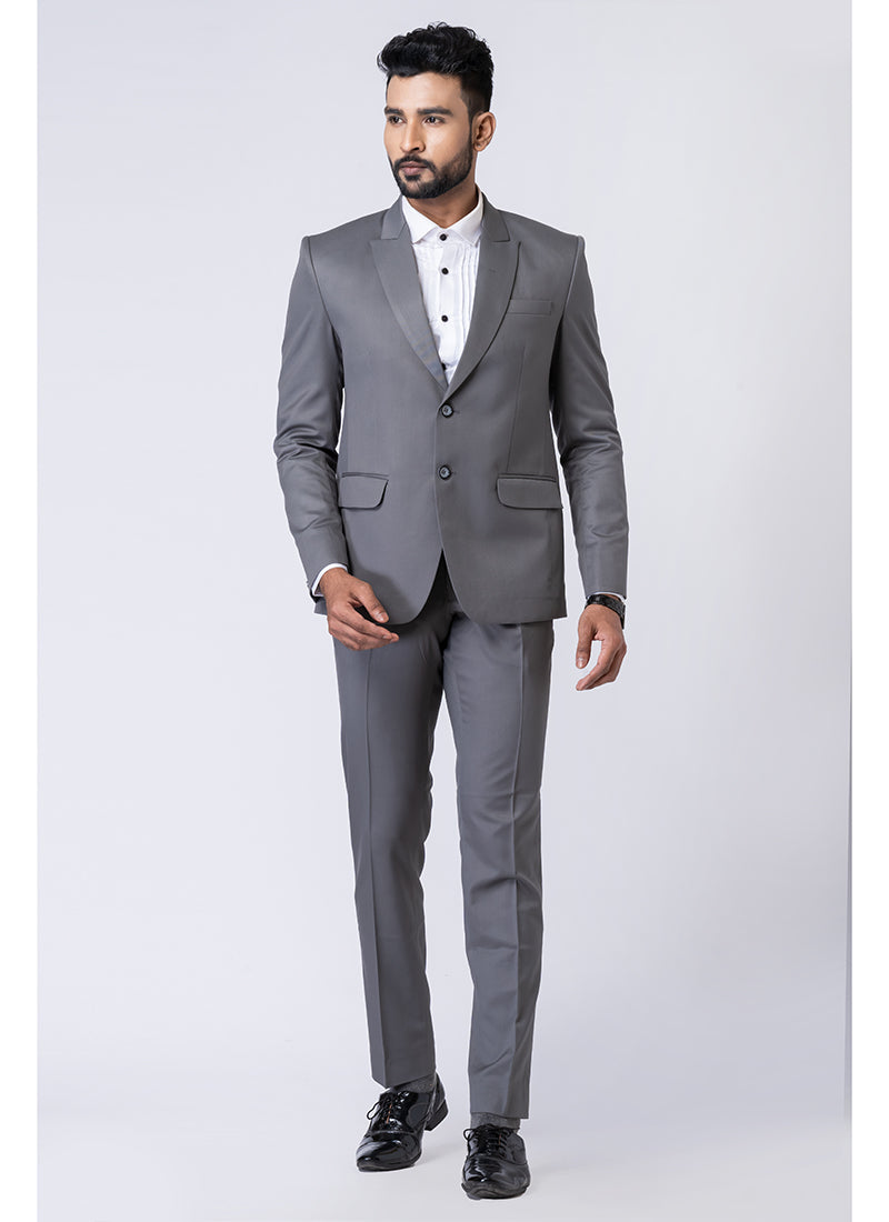 Polyster Tr Grey Party Wear Formal Blazer With Trouser