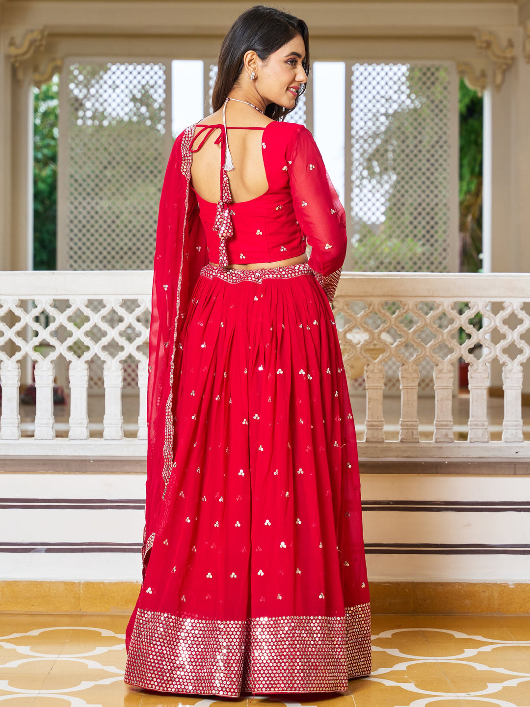 Sequins Georgette Wedding Lehenga Choli