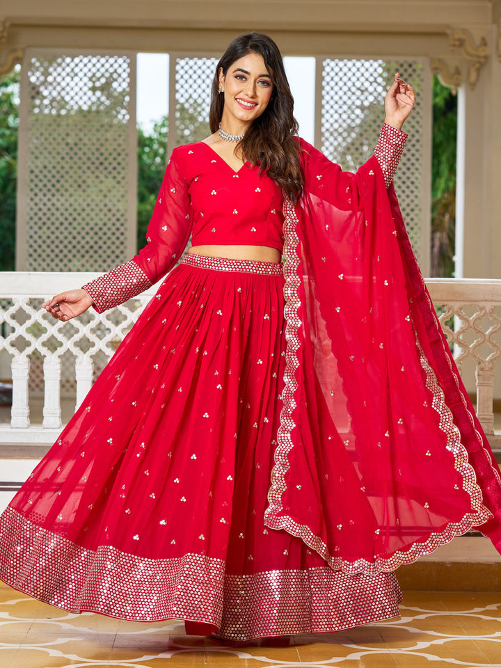 Sequins Georgette Wedding Lehenga Choli
