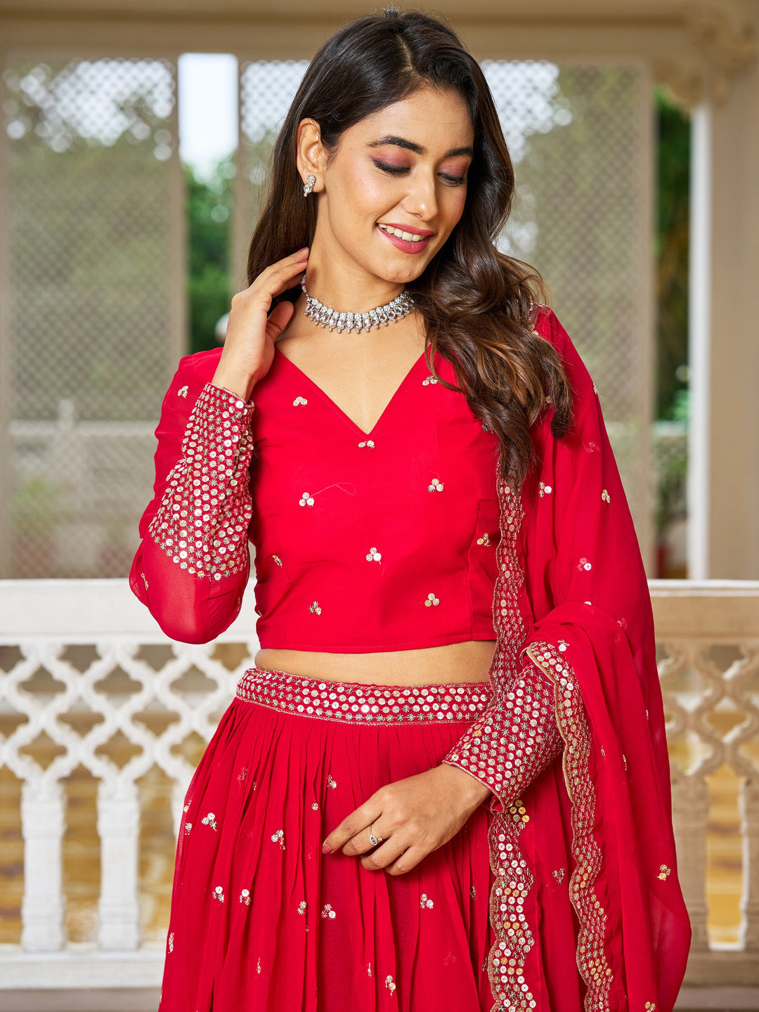 Sequins Georgette Wedding Lehenga Choli