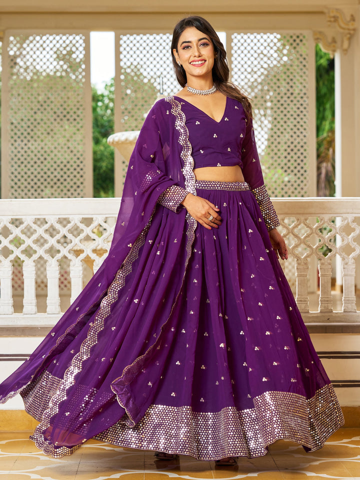 Sequins Georgette Festival Wear Lehenga Choli