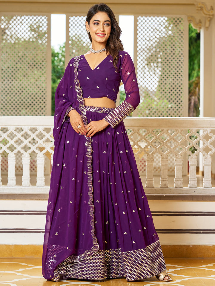 Sequins Georgette Festival Wear Lehenga Choli