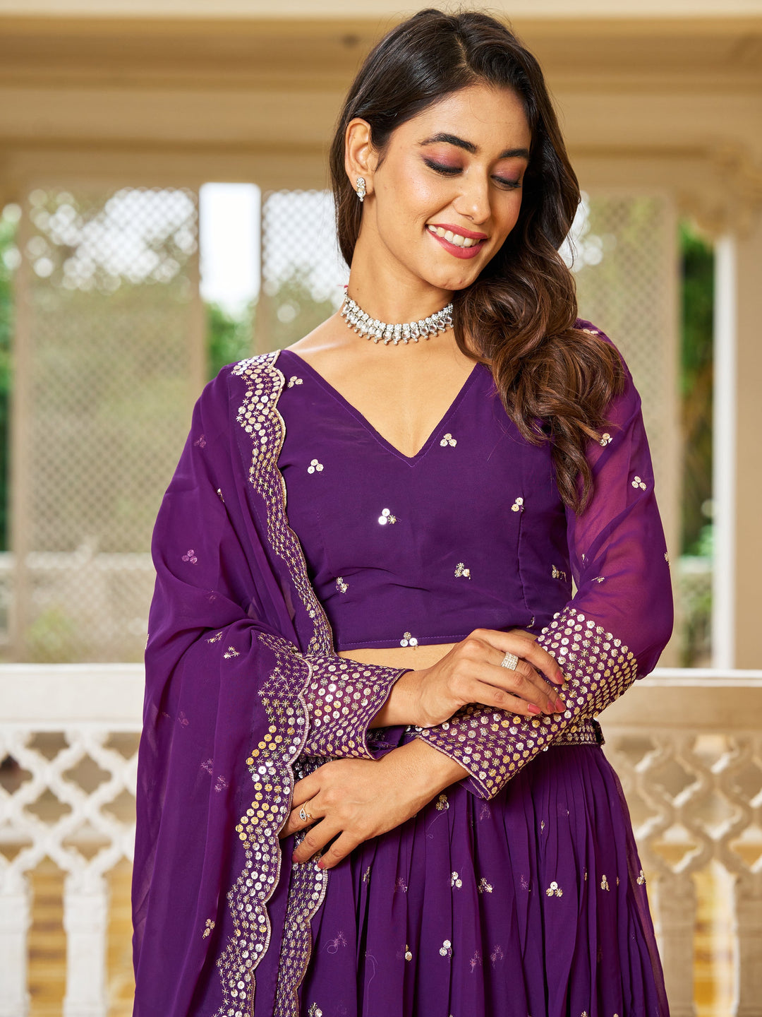 Sequins Georgette Festival Wear Lehenga Choli