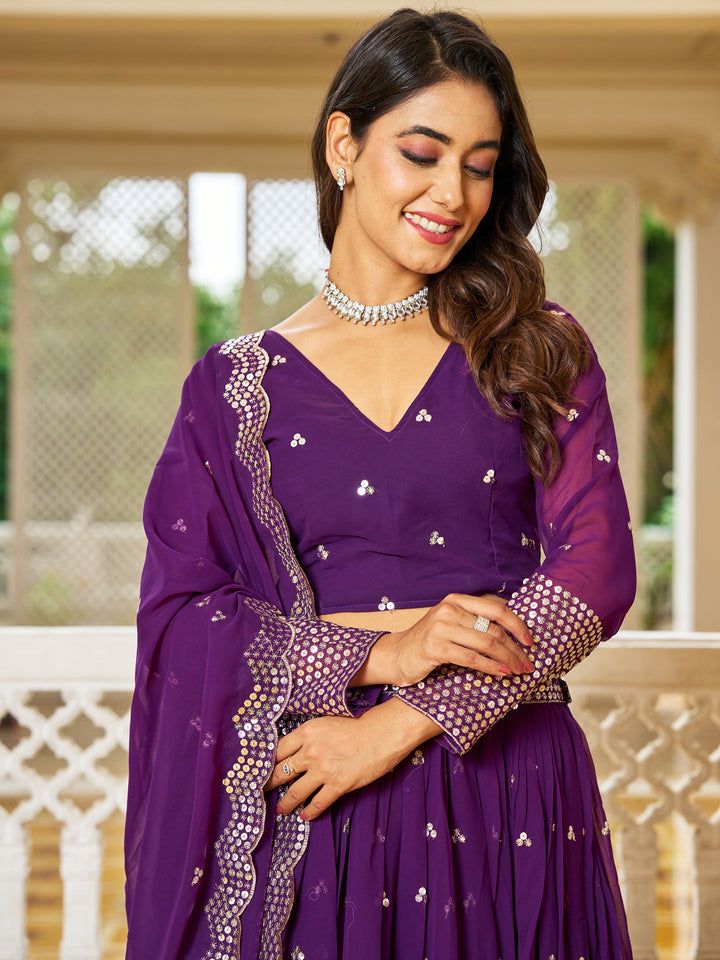 Sequins Georgette Festival Wear Lehenga Choli