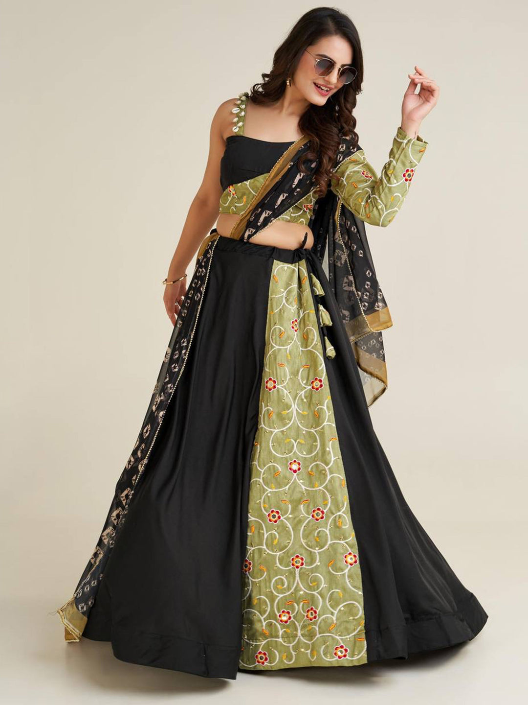 Printed Rayon Navratri Lehenga Choli With Dupatta