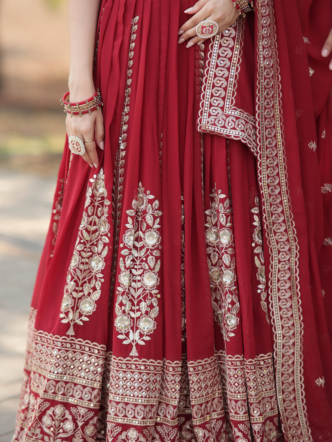 Maroon Sequins Georgette Wedding Lehenga Choli