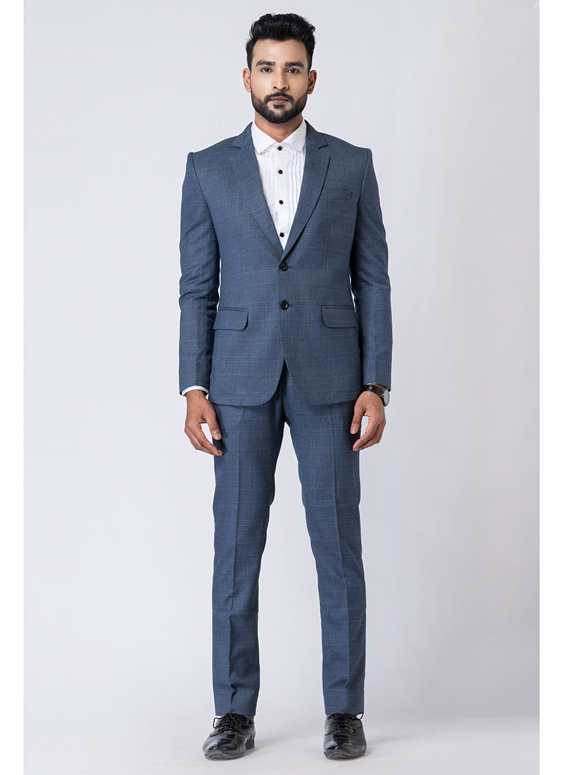 Polyster Tr Light Blue Party Wear Formal Blazer With Trouser