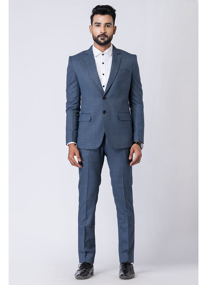 Polyster Tr Light Blue Party Wear Formal Blazer With Trouser