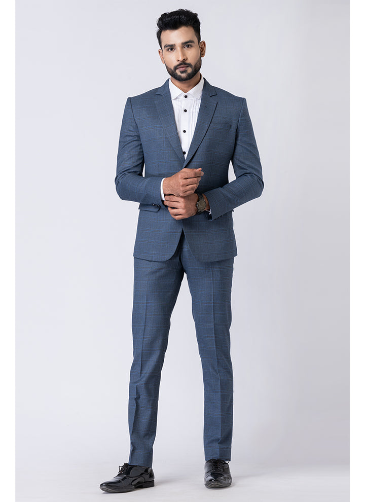 Polyster Tr Light Blue Party Wear Formal Blazer With Trouser