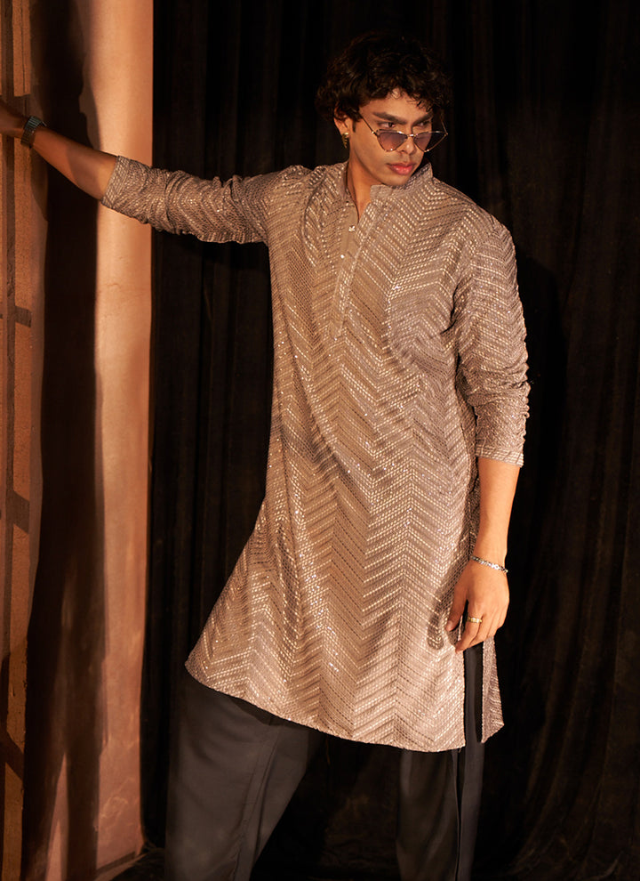 Viscose Light Pink Eid Wear Chikankari Embroidery Readymade Kurta Pajama
