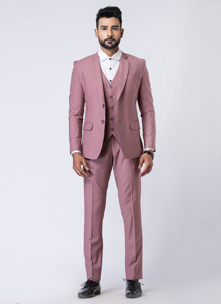 Polyster Mix Mauve Ceremonial Wear Stylish Tuxedo Suit