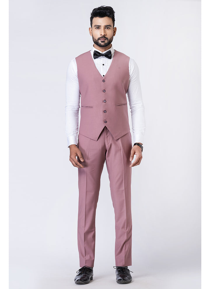 Polyster Mix Mauve Ceremonial Wear Stylish Tuxedo Suit