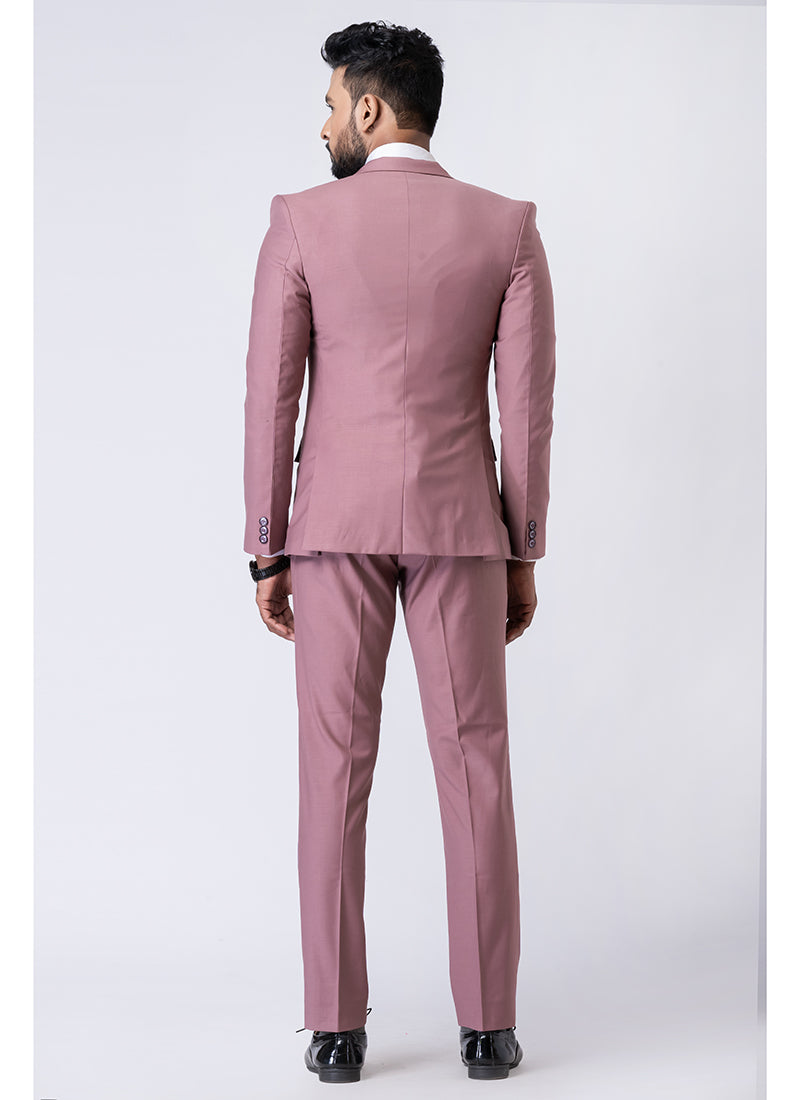 Polyster Mix Mauve Ceremonial Wear Stylish Tuxedo Suit