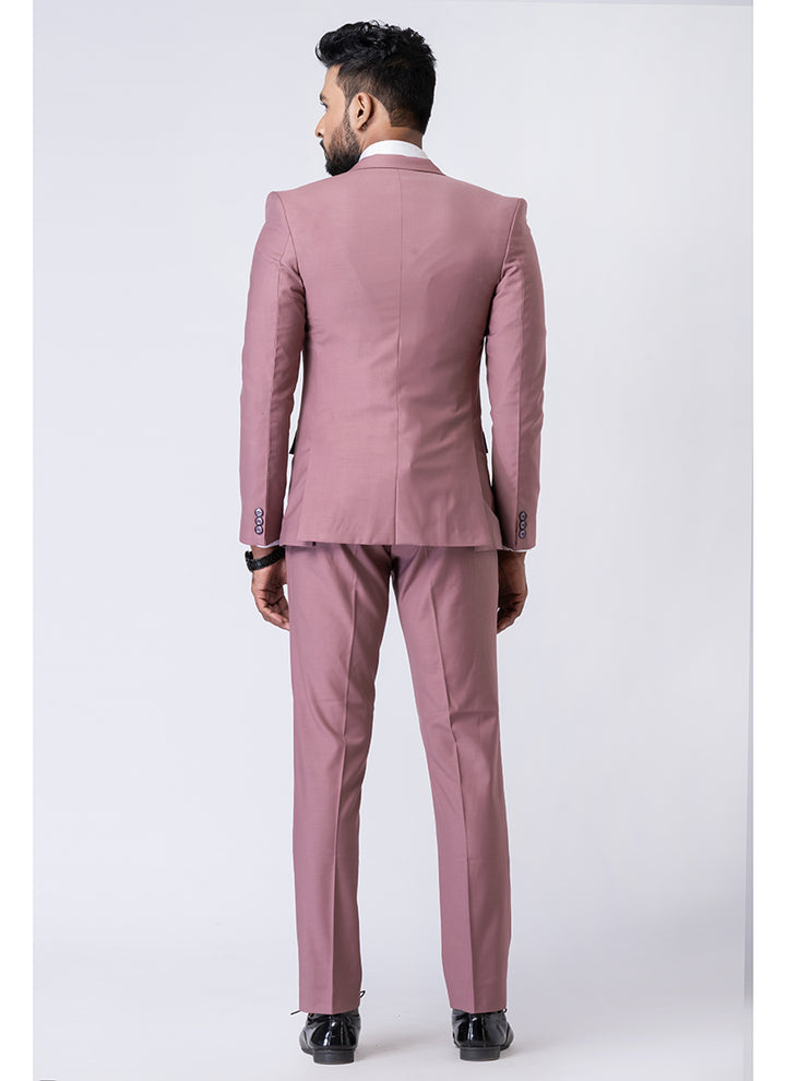 Polyster Mix Mauve Ceremonial Wear Stylish Tuxedo Suit
