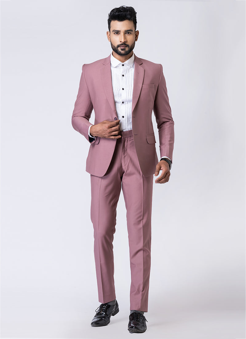 Polyster Tr Mauve  Party Wear Formal Blazer With Trouser
